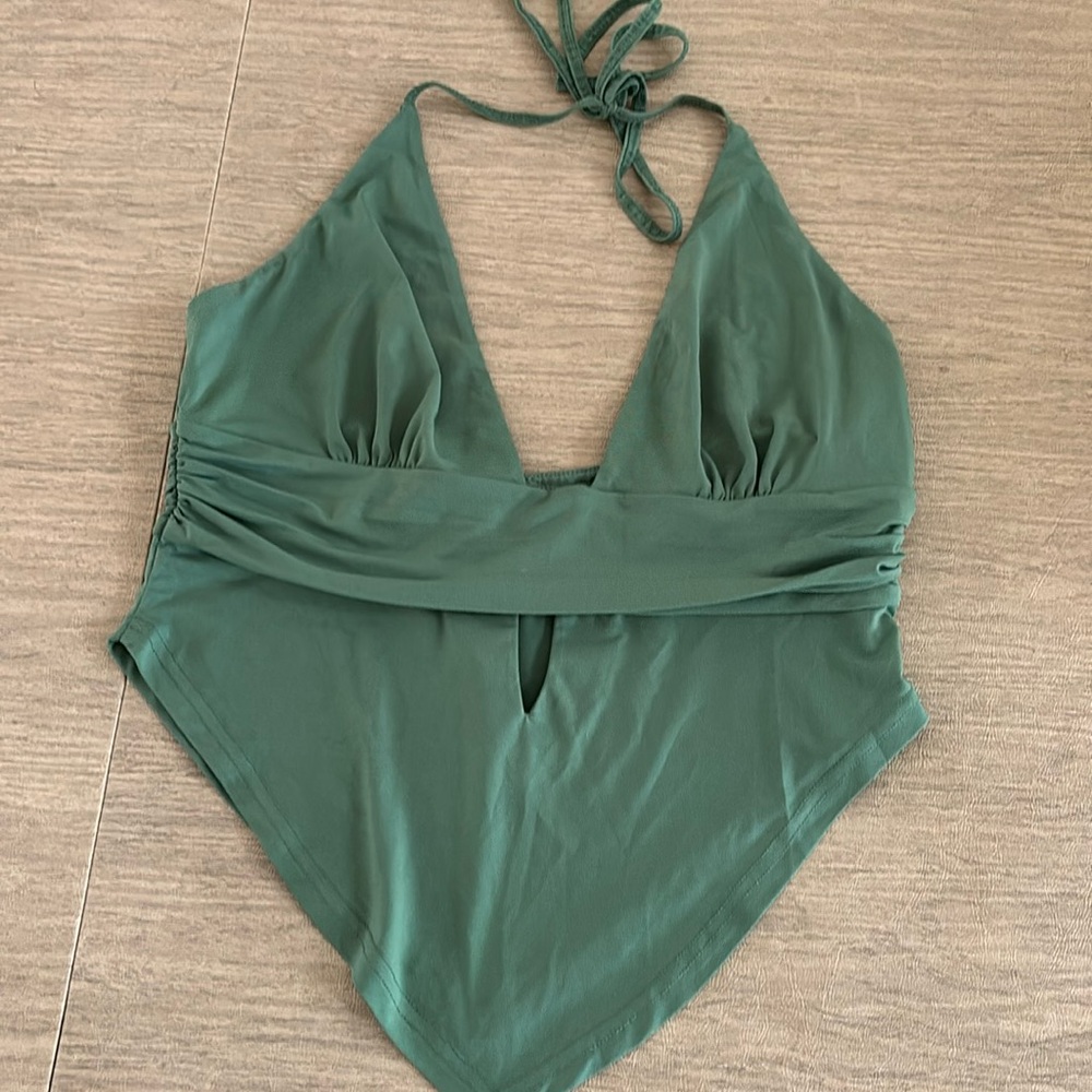 Green halter top
